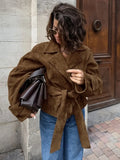 Brown Suede-Like Wrap Jacket - Leah Partow