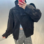 Leather-Look Snap-Front Moto Jacket - Leah Partow