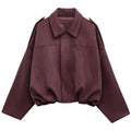 Cropped Suede-Like Bomber Jacket - Leah Partow