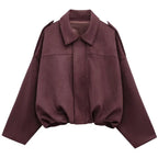 Cropped Suede-Like Bomber Jacket - Leah Partow