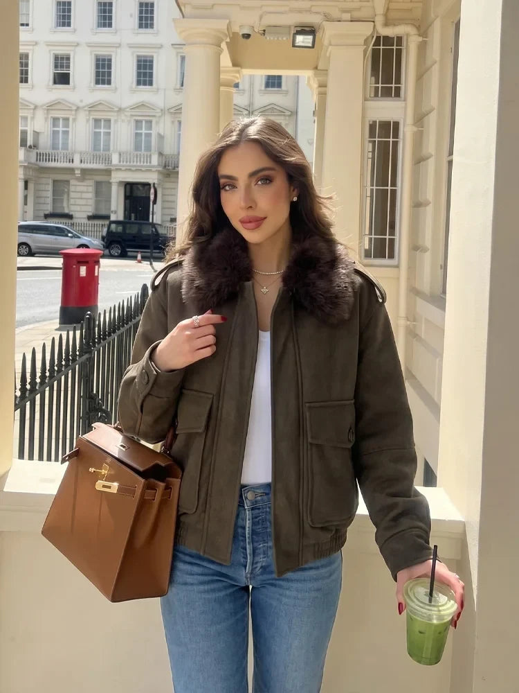 Suede-Like Utility Jacket - Leah Partow