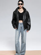Distressed Faux Leather Utility Jacket - Leah Partow