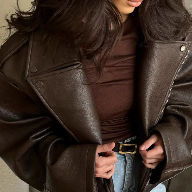 Vintage Belted Biker Jacket - Leah Partow