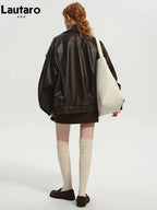 Oversized Faux Leather Moto Jacket - Leah Partow