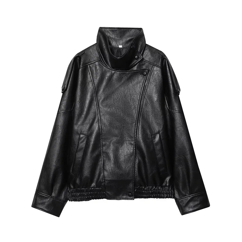 Oversized Faux Leather Bomber Jacket - Leah Partow