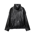 Oversized Faux Leather Bomber Jacket - Leah Partow