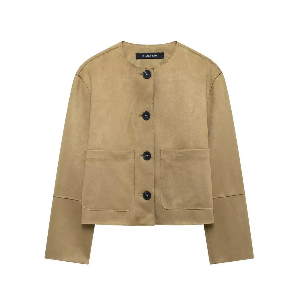 Suede-Like Cropped Jacket - Leah Partow
