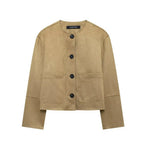Suede-Like Cropped Jacket - Leah Partow