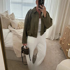 Cropped Suede-Like Bomber Jacket - Leah Partow