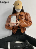Cropped Crocodile Faux Leather Jacket - Leah Partow