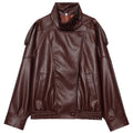 Cropped Faux Leather Bomber Jacket - Leah Partow