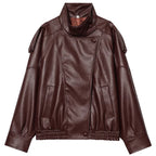 Cropped Leather-Look Bomber Jacket - Leah Partow