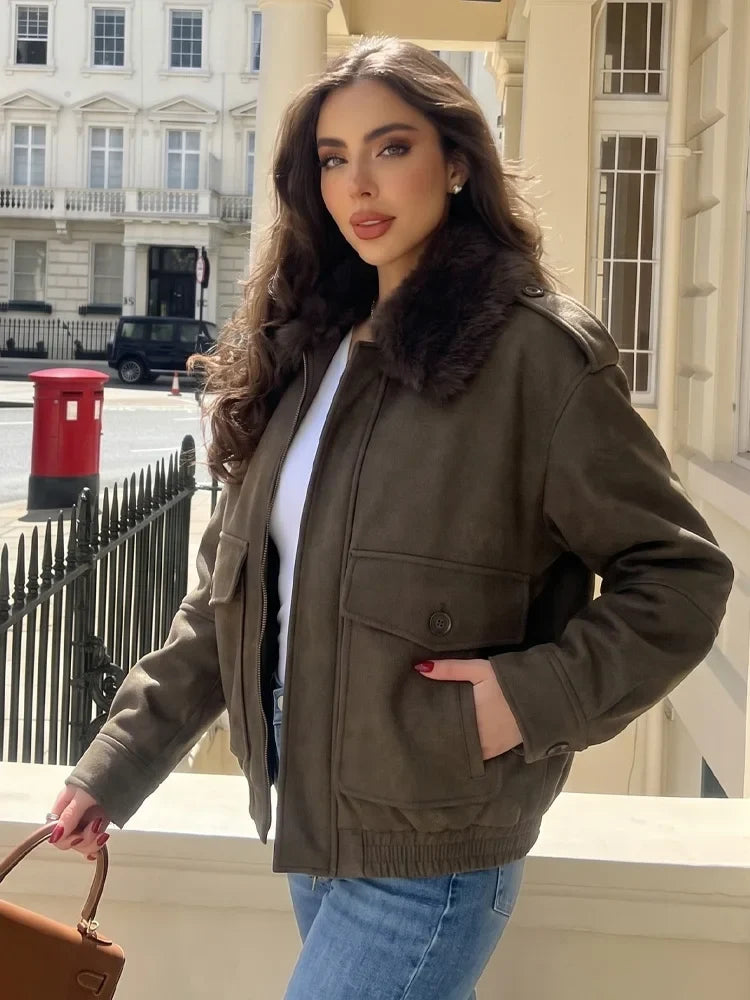 Suede-Like Utility Jacket - Leah Partow