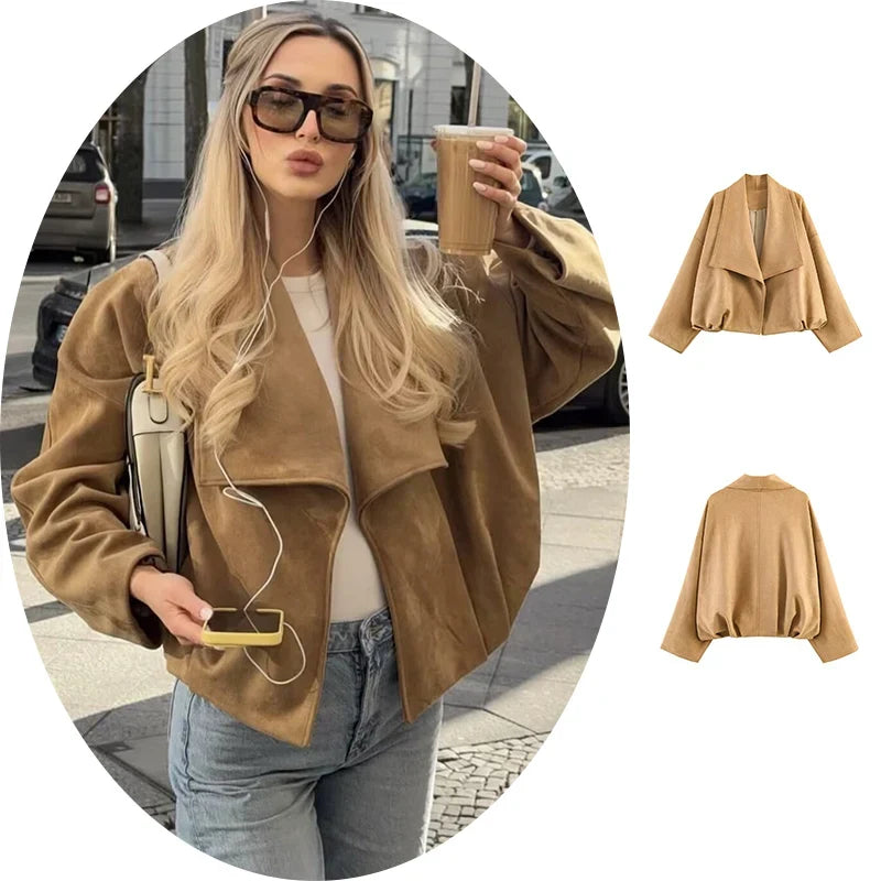 Suede-Textured Open Front Jacket - Leah Partow