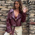 Cropped Faux Leather Moto Jacket - Leah Partow