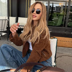 Brown Suede-Like Cropped Jacket - Leah Partow