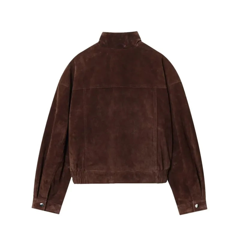 Brown Suede-Like Utility Jacket - Leah Partow