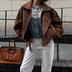 Brown Cropped Moto Jacket - Leah Partow
