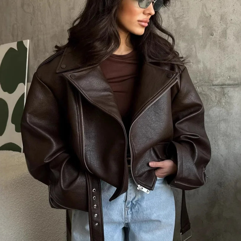 Vintage Belted Biker Jacket - Leah Partow