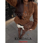 Cropped Suede-Look Button Jacket - Leah Partow