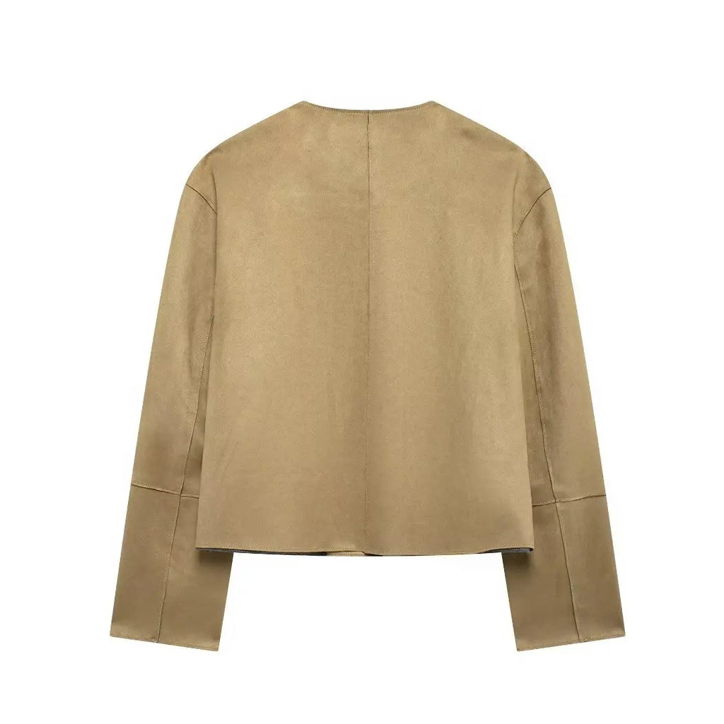 Suede-Like Cropped Jacket - Leah Partow