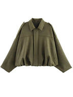 Oversized Suede-Look Bomber Jacket - Leah Partow