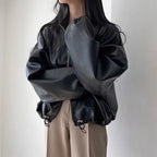 Oversized Faux Leather Bomber Jacket - Leah Partow