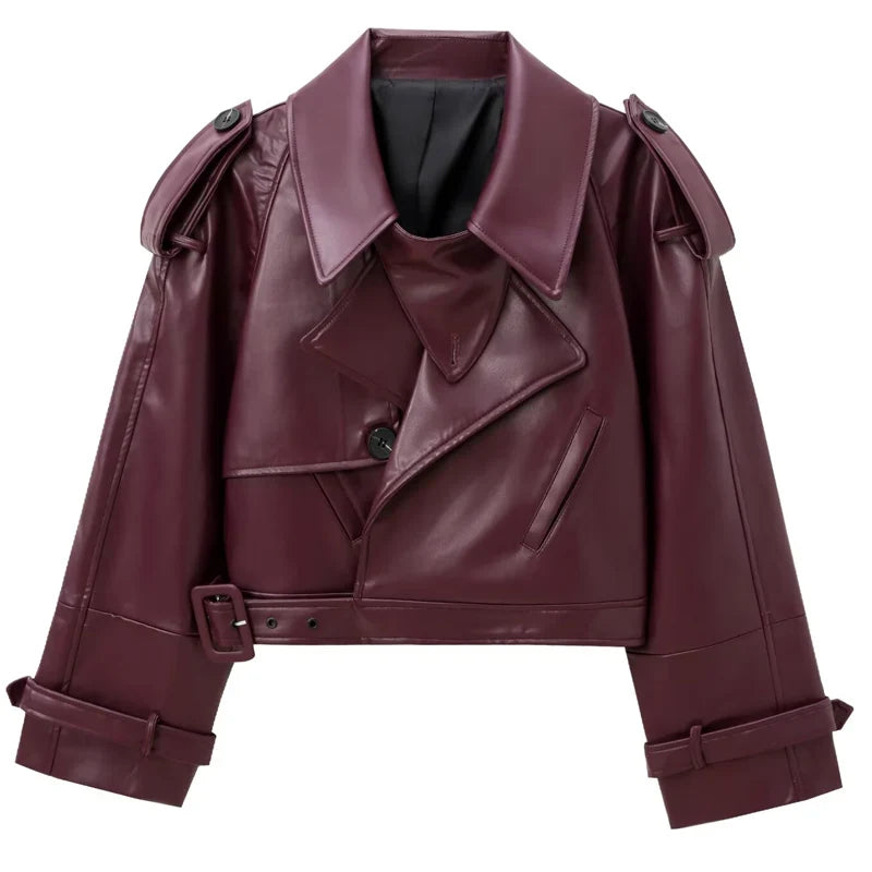 Cropped Belted Moto Jacket - Leah Partow