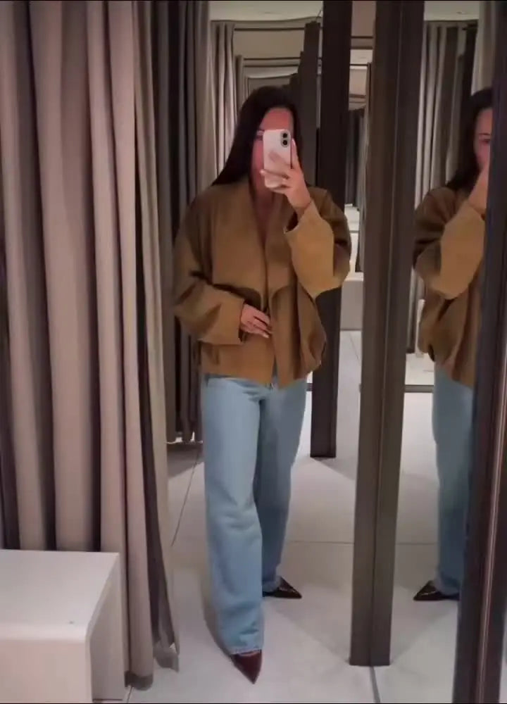 Suede-Textured Open Front Jacket - Leah Partow