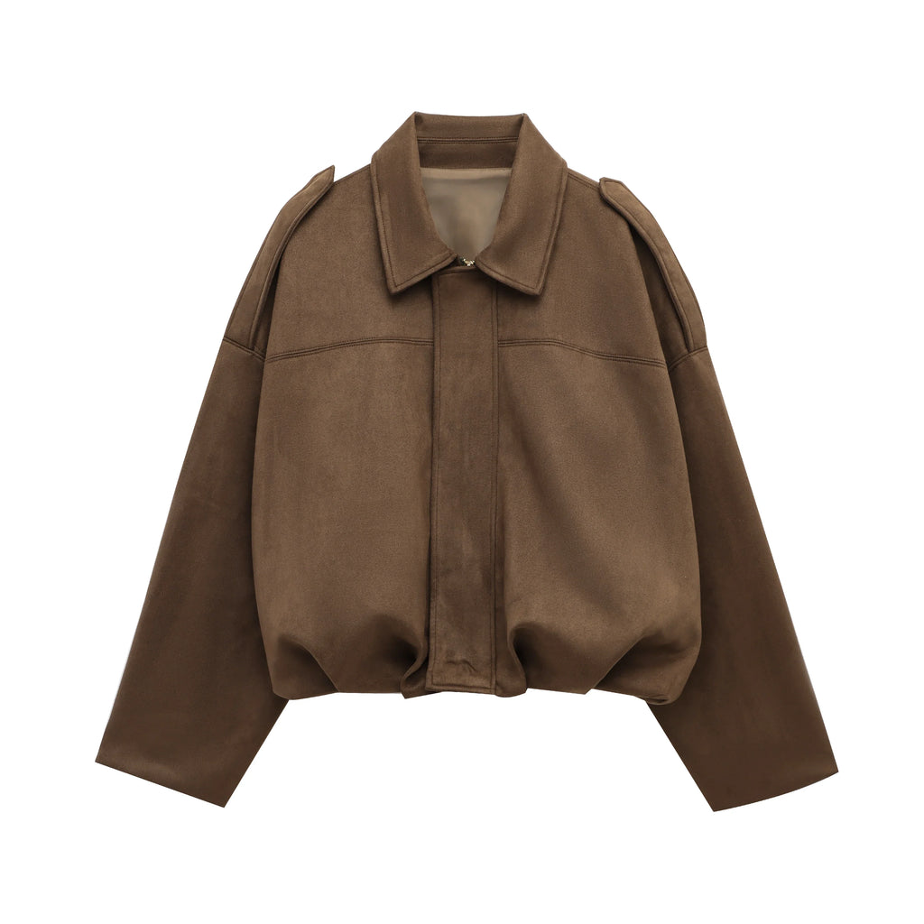 Cropped Suede-Like Bomber Jacket - Leah Partow