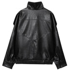 Black Faux Leather Biker Jacket - Leah Partow