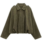 Cropped Suede-Like Bomber Jacket - Leah Partow