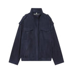 Suede-Like Utility Bomber Jacket - Leah Partow