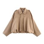 Oversized Suede-Like Zip Jacket - Leah Partow