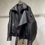 Oversized Faux Leather Biker Jacket - Leah Partow