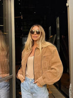 Suede-Look Cropped Utility Jacket - Leah Partow