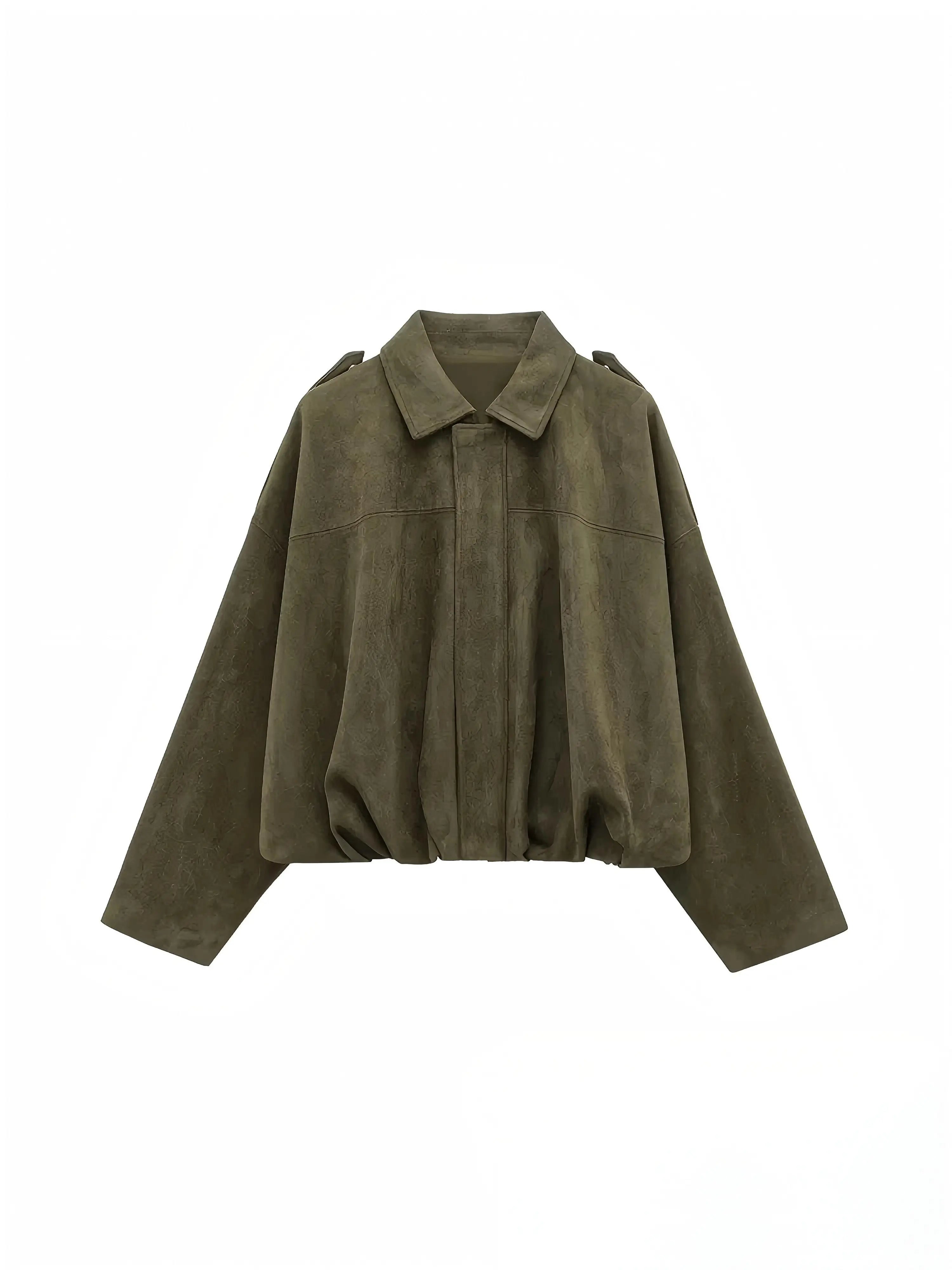 Cropped Suede-Like Bomber Jacket - Leah Partow
