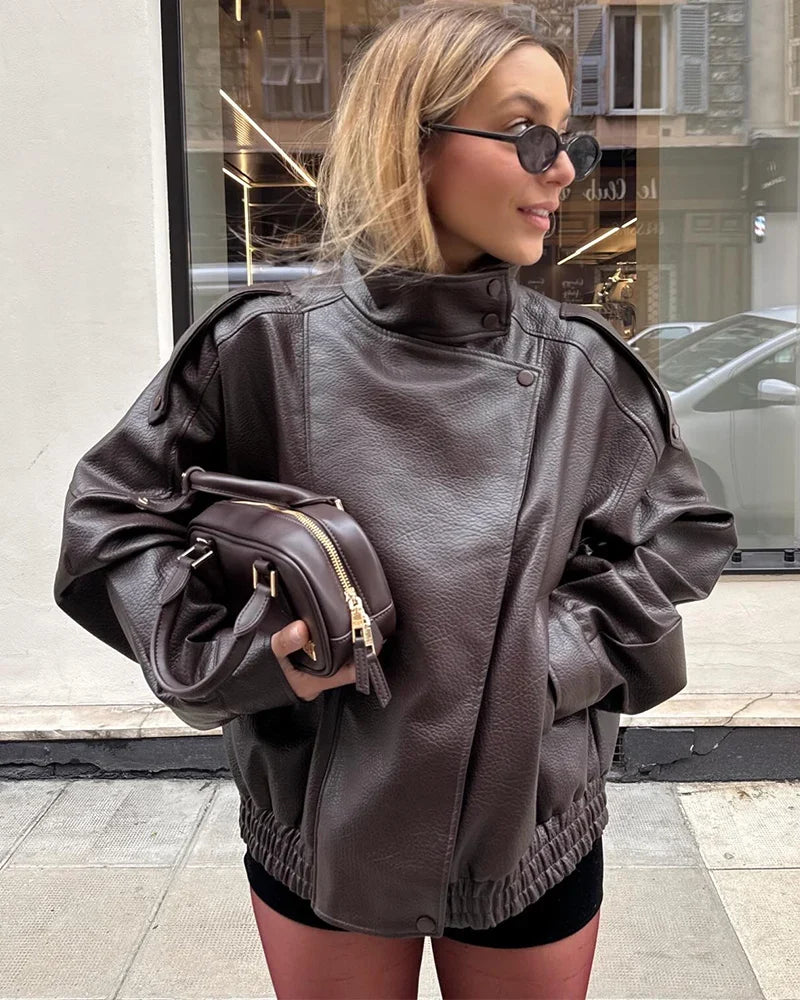 Faux Leather Moto Jacket - Leah Partow