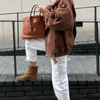 Brown Cropped Moto Jacket - Leah Partow