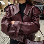 Cropped Faux Leather Batwing Jacket - Leah Partow