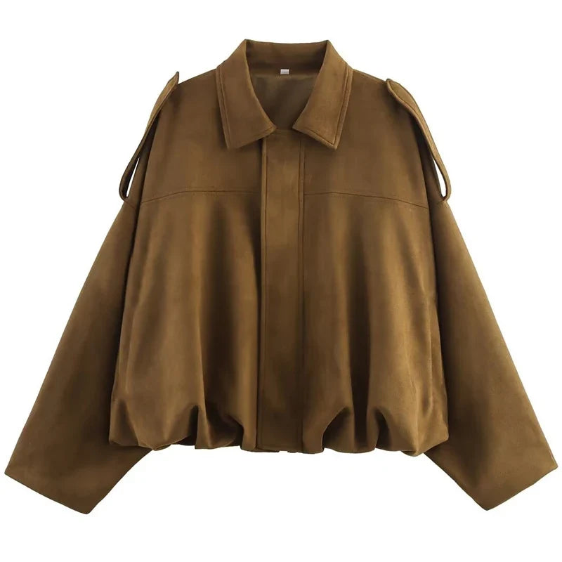 Cropped Suede-Like Bomber Jacket - Leah Partow