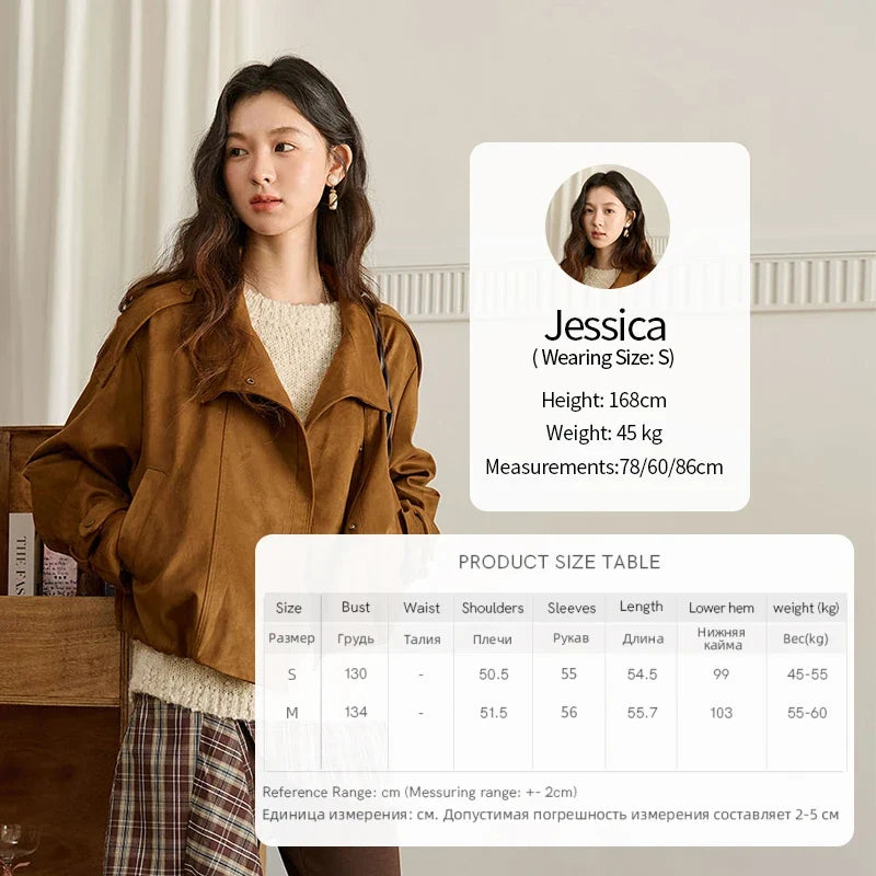 Brown Suede-Like Utility Jacket - Leah Partow
