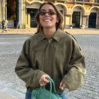 Cropped Suede-Like Bomber Jacket - Leah Partow