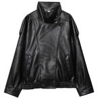 Black Faux Leather Biker Jacket - Leah Partow