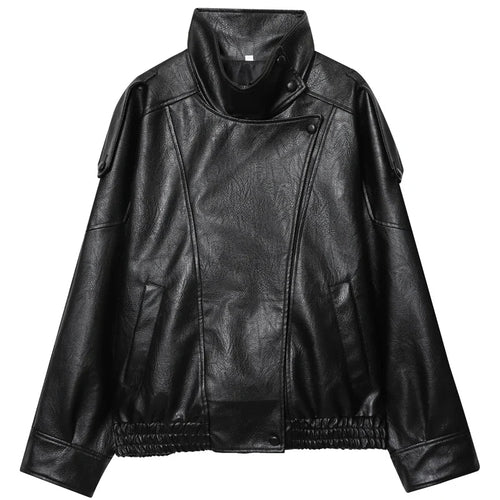 Black Faux Leather Biker Jacket - Leah Partow