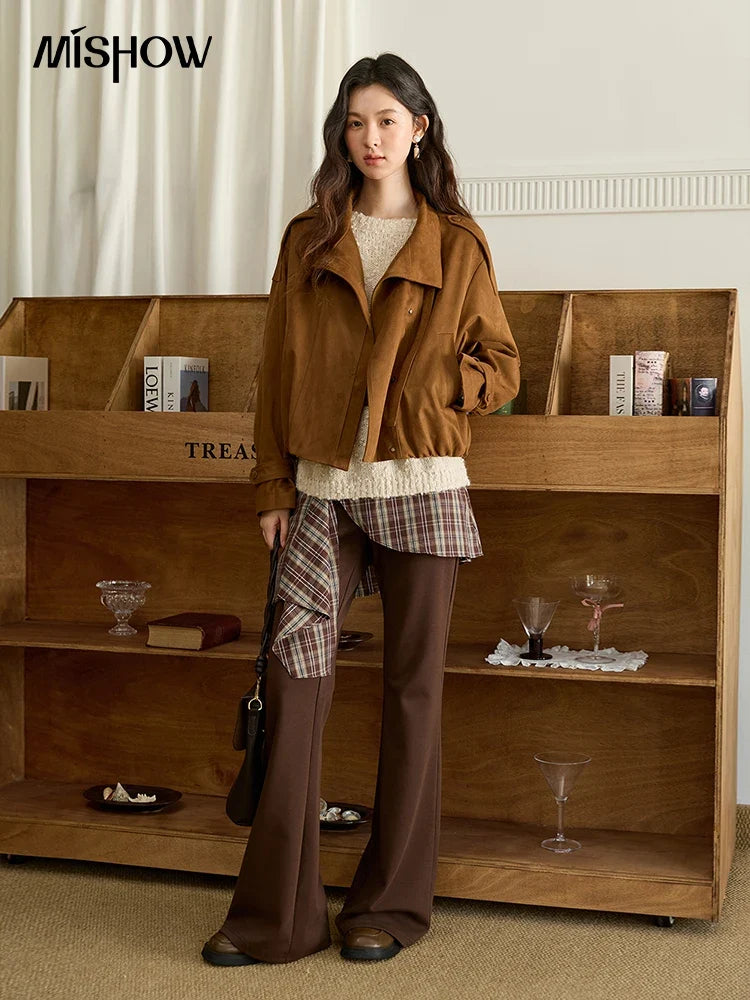 Brown Suede-Like Utility Jacket - Leah Partow