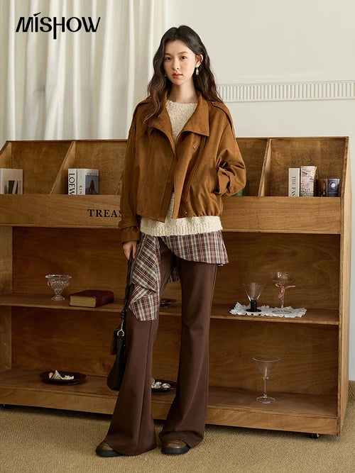 Brown Suede-Like Utility Jacket - Leah Partow