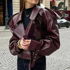 Cropped Faux Leather Batwing Jacket - Leah Partow