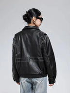 Distressed Faux Leather Utility Jacket - Leah Partow