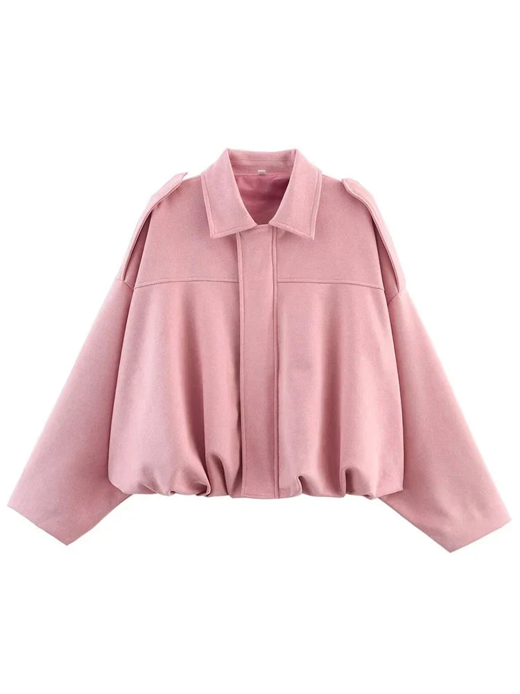 Oversized Suede-Look Bomber Jacket - Leah Partow
